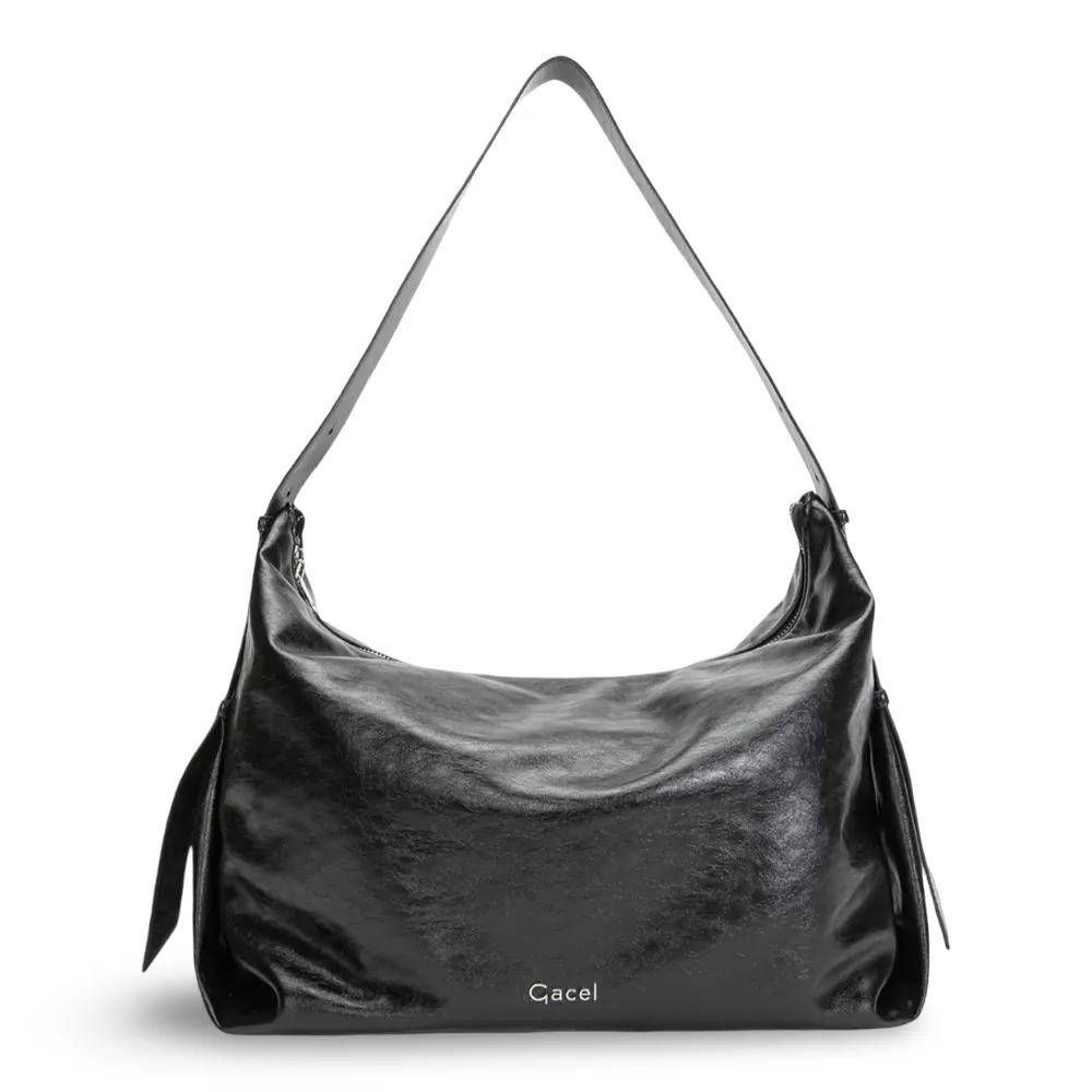 Cartera Corte Oval Craquele Negro CAR3637 Gacel