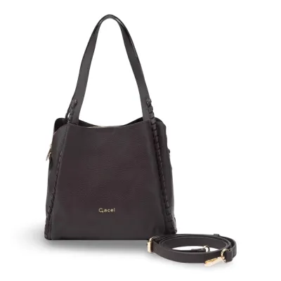 Cartera Dos Asas Pequeña Graneado Chocolate CAR3647 Gacel