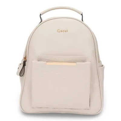 Mochila Pequeña Cuero Sintetico Off White CAR3669 Gacel