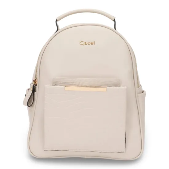 Mochila Pequeña Cuero Sintetico Off White CAR3669 Gacel