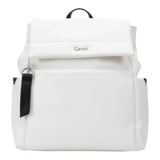 Mochila Grande Cuero Sintetico Blanco CAR3670 Gacel
