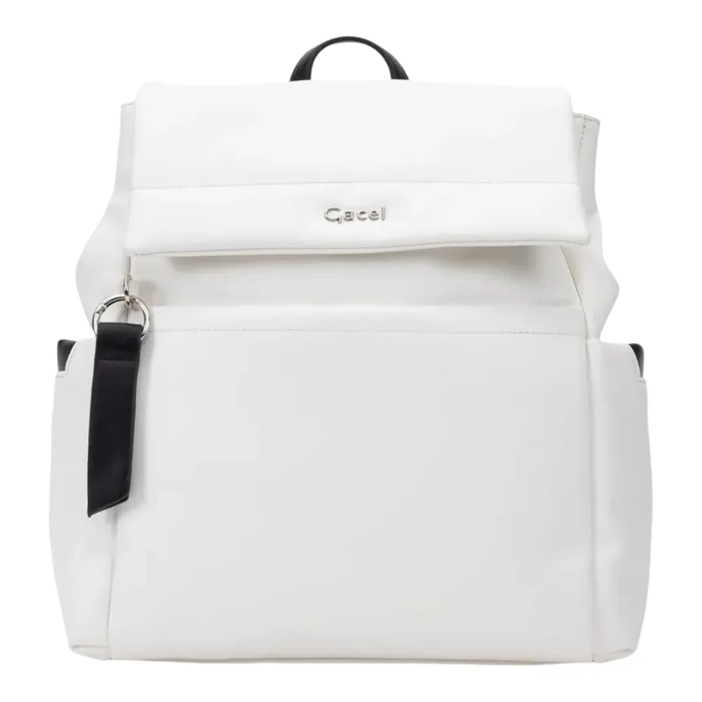 Mochila Grande Cuero Sintetico Blanco CAR3670 Gacel