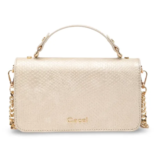 Cartera Pequeña Clutch Dorado Grabado Piton CAR3684 Gacel