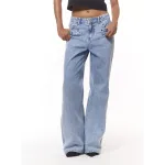 Jeans Mujer Wide Leg Pedrería Celeste JJO